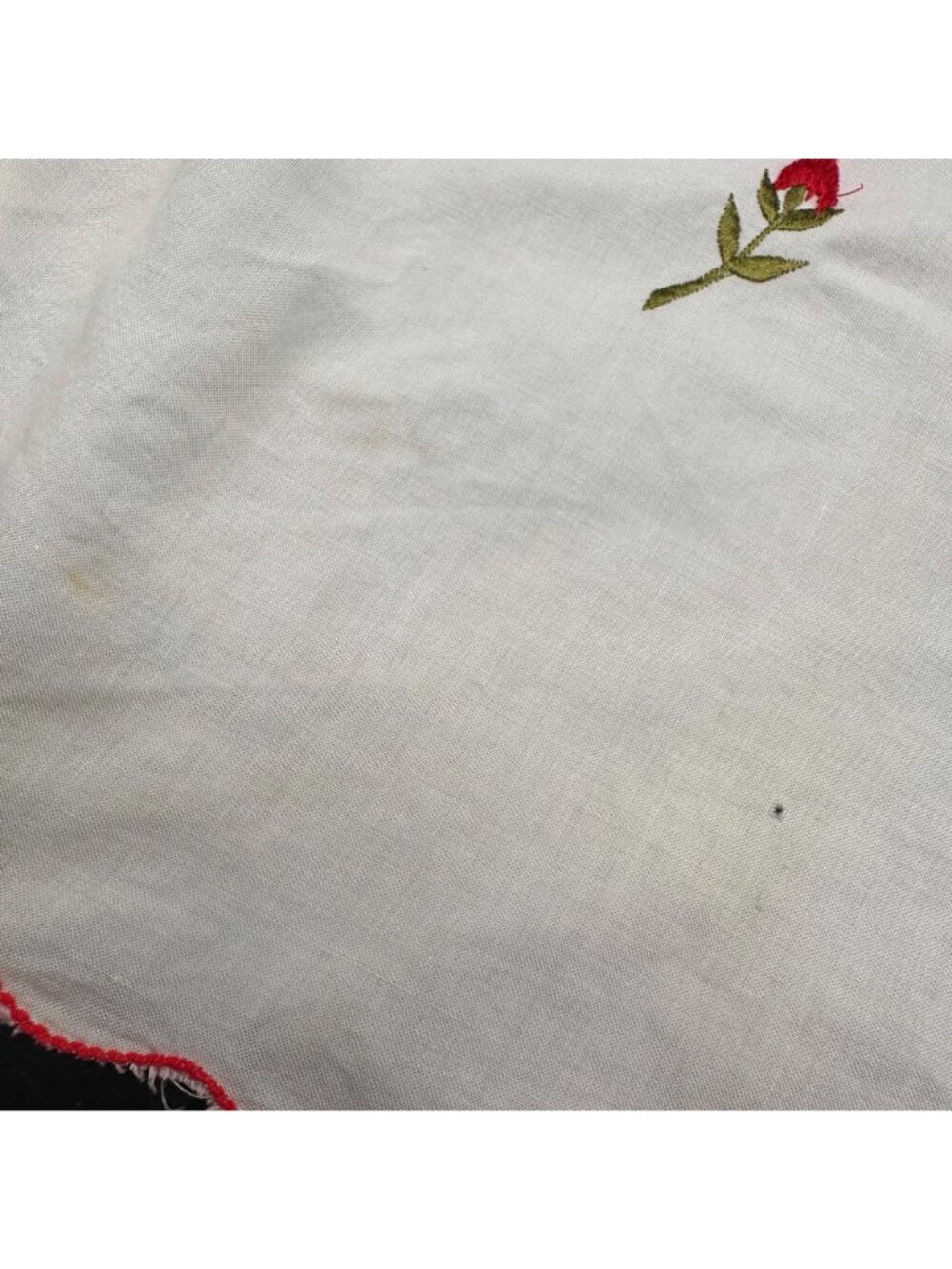 Vintage Rose Scallop Curtain Panels Japan Floral Embroidery Red Pink Melon READ - Picture 10 of 15